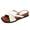 Summer New Fashion Korean Bow Wedge Slippers Female Retro Open-toed Fairy Wind Wearing Thick-soled Cool Slippers