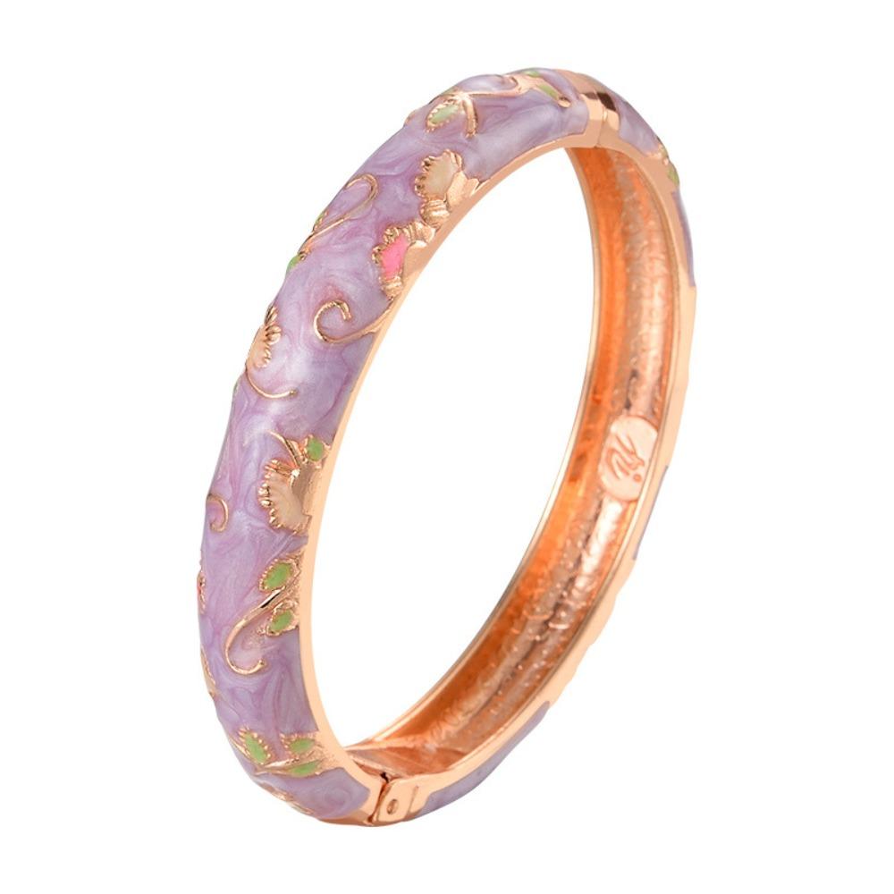 Traditional Vintage Cloisonne Bangle Open Hollow Out Flower Bangle Women's Hand Bracelet  Woman