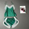 Lace Trim Pajama Set for Women 2 Piece V Neck Sleeveless Cami Tank Top And Shorts Pjs Set Summer Sexy Lounge Sleepwear