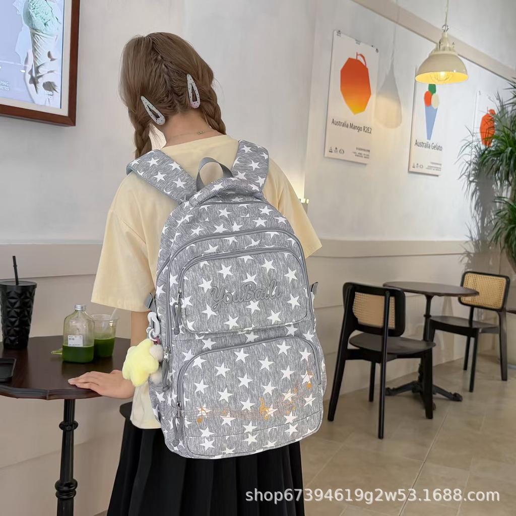 Schoolbag Japanese School Bag Ins Girls Junior High School Cute Versatile Star Backpack High Value Multi-compartment Large Capacity Backpack
