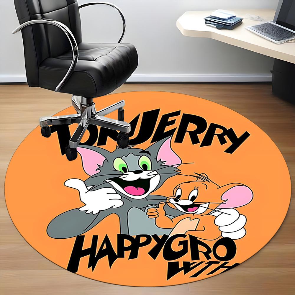1pc Tom Jerry Office Round Area Rug, Bedroom Living Room Home Decor, Room Deco, Offic a1016088
