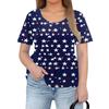 Damenmode Große Größe Rundhals Kurzarm Casual Print Lose Pullover Top