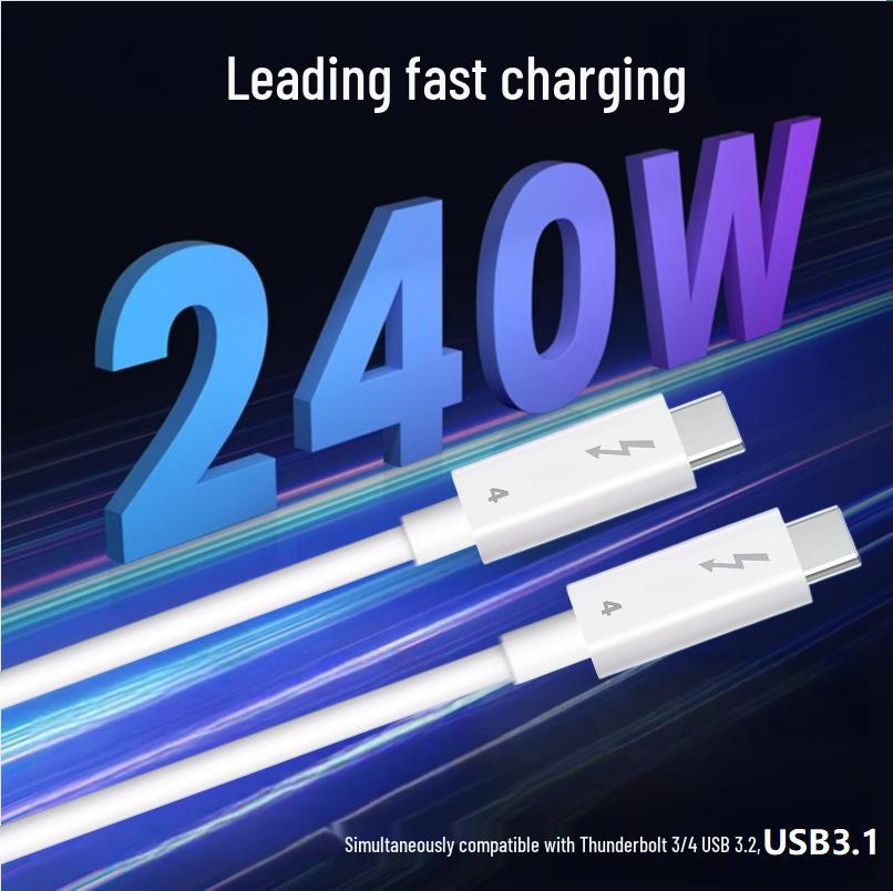 240W Thunderbolt 4 USB-C Dual Cable for Android and Car PD Charging