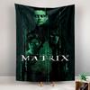A Green Digital Code Backdrop with Three Individuals In Futuristic Attire. Patterned Tapestry for Bedroom and Living Room Home Decor