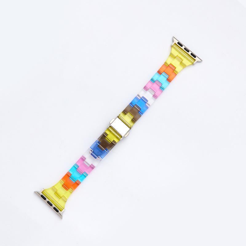 Compatible Apple Watch Transparent Rainbow Resin Strap for Series 5/6/7/8/SE.