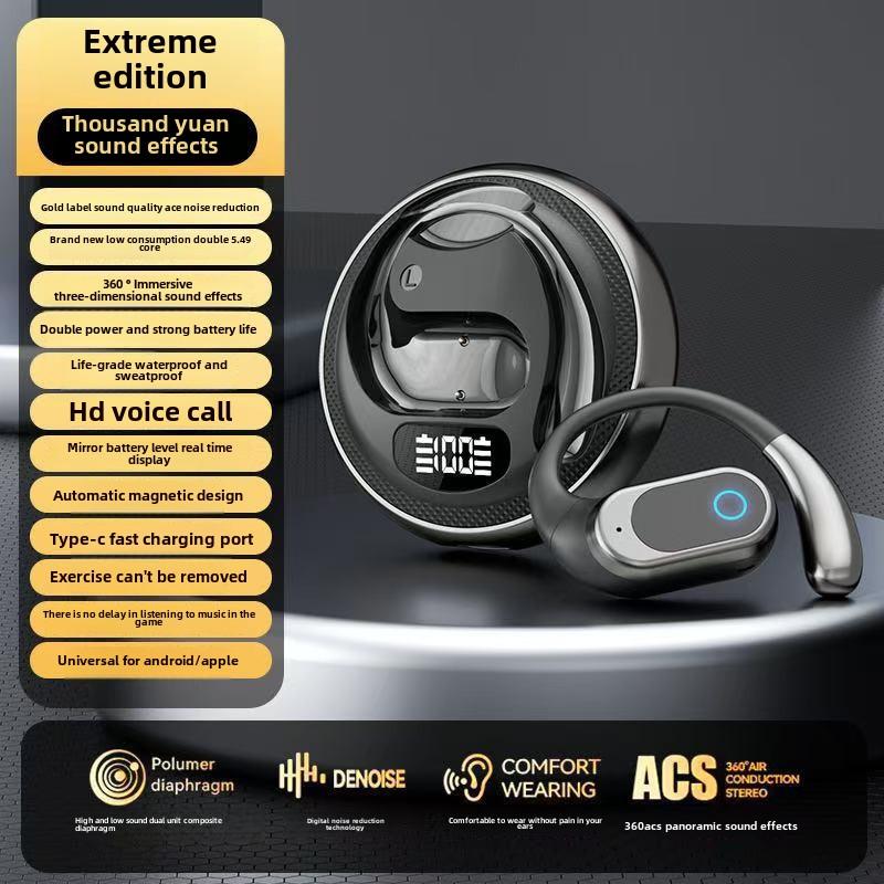 

Earless OWS Bluetooth Earphones Спортивні навушники з довгим терміном служби та шумозаглушенням чорний