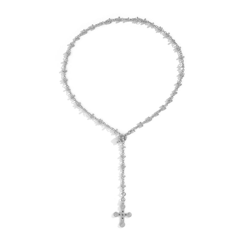 Long Tassel Cross Necklace Sparkling Necklace Fashion Neck Jewelry Alloy Texture for Women Creative Alloy Designs