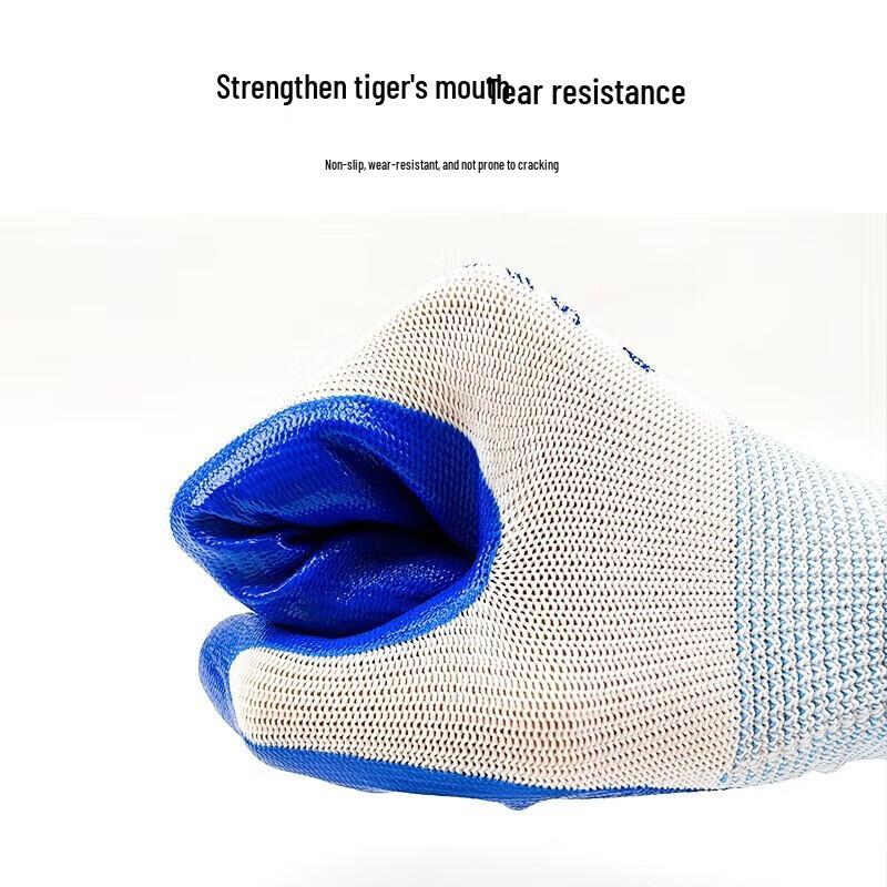 Ramie Fiber Anti-Slip Work Gloves, 12 Pairs