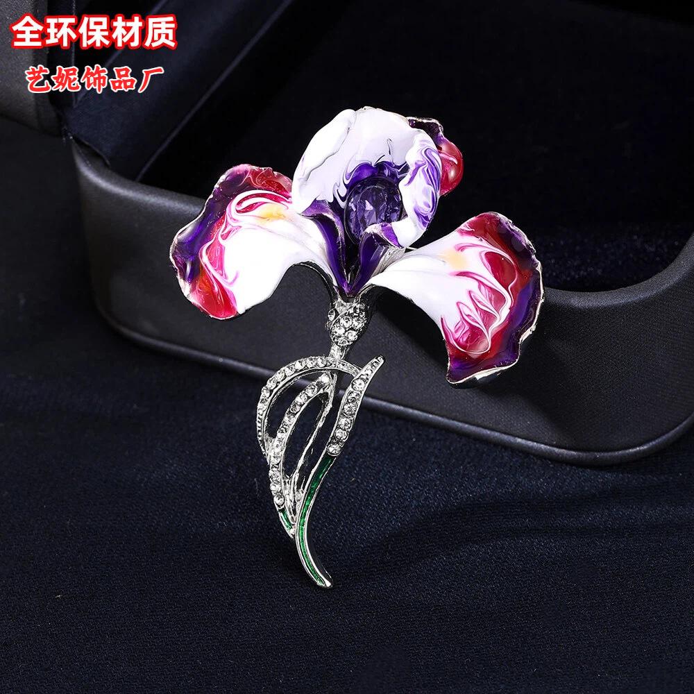 

New purple iris brooch femininity elegant atmosphere glazed flower high-end corsage coat pin accessories
