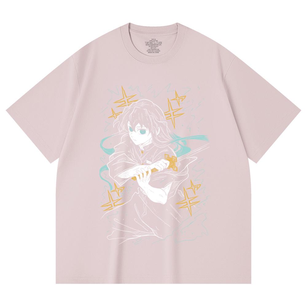230 g/m² 100% Baumwolle Demon Slayer V46 Tokito Aufdruck Unisex Schweres Baumwoll-T-Shirt