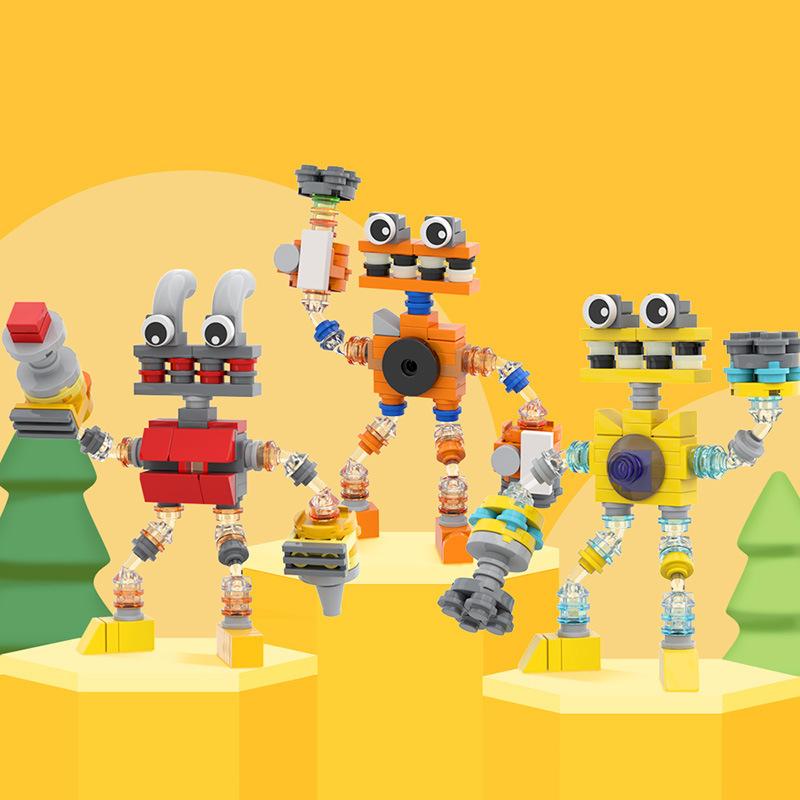 MOC My Singing Monster Baustein-Sets Musik Roboter Chor Spiel Steine Cartoon Monster Steine Montage Spielzeug Kinder Geburtstagsgeschenk