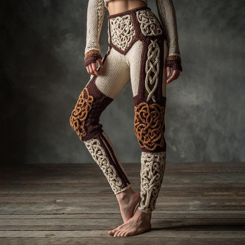 Vintage 3D kötött leggings nőknek gótikus mintával magas derék szűk nadrág Y2K punk utcai viselet rugalmas karcsúsított nadrág