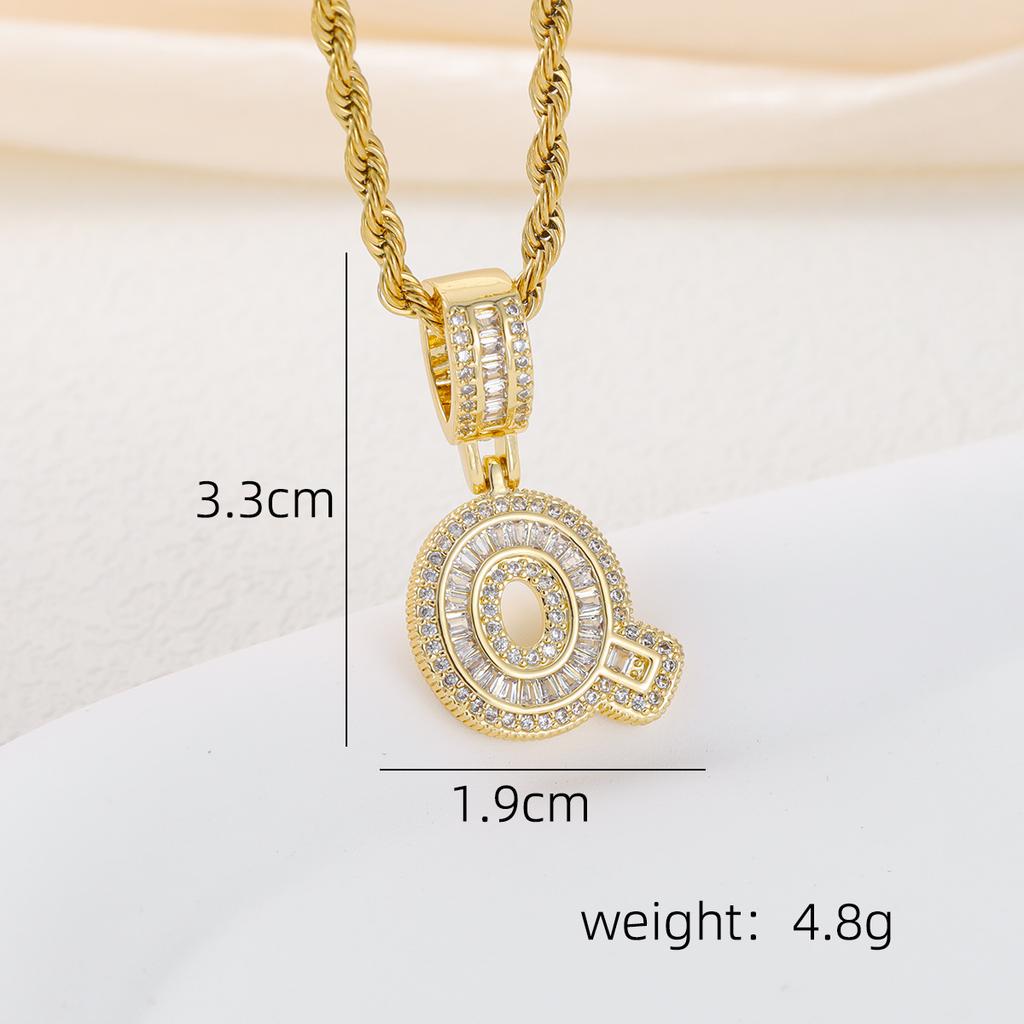 2025 New Initial Letter Necklace Women Men Cubic Zirconia Initial Pendant Necklace Rope Chain English A-Z Letter  Gift