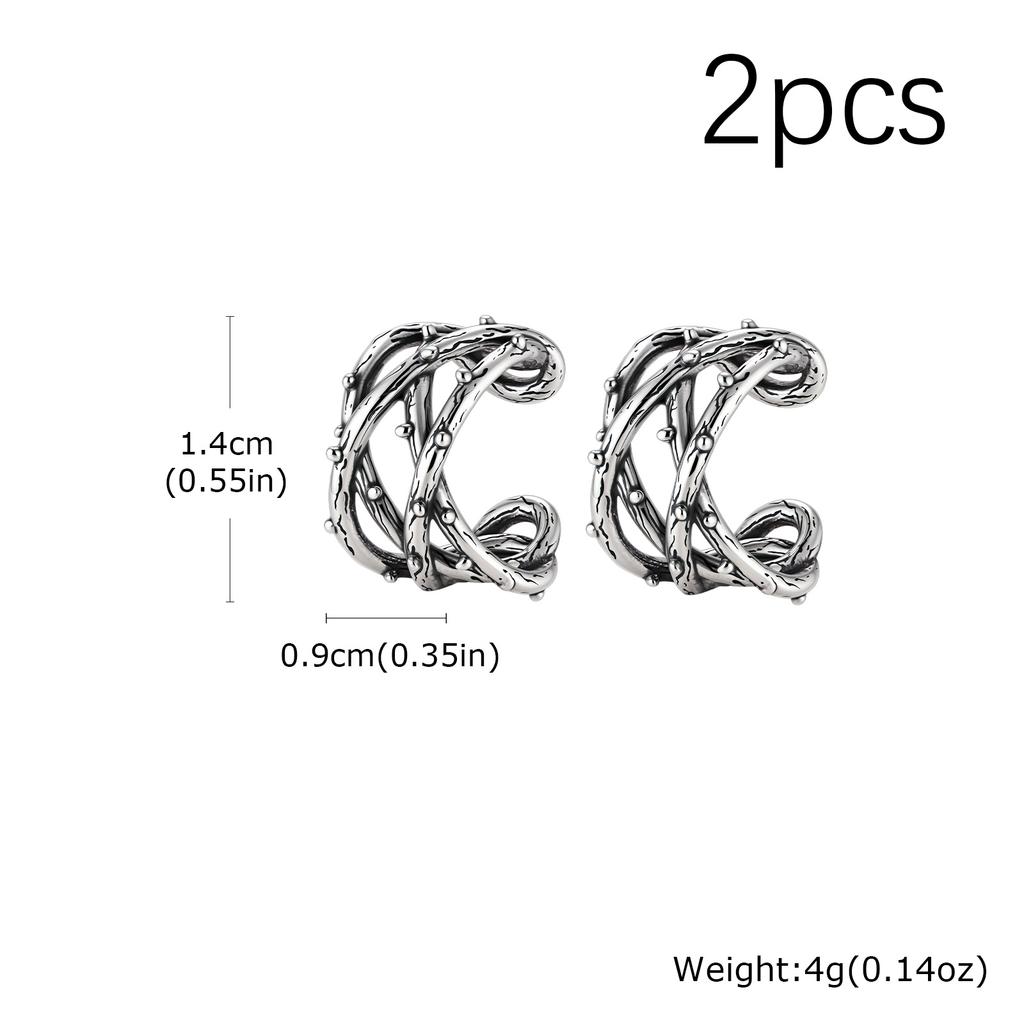 Vintage Punk Viking Clip Earrings for Men Boys,Anti Allergy Stainless Steel No Pierced Ear Bone Cuff,Birthday Father Gift