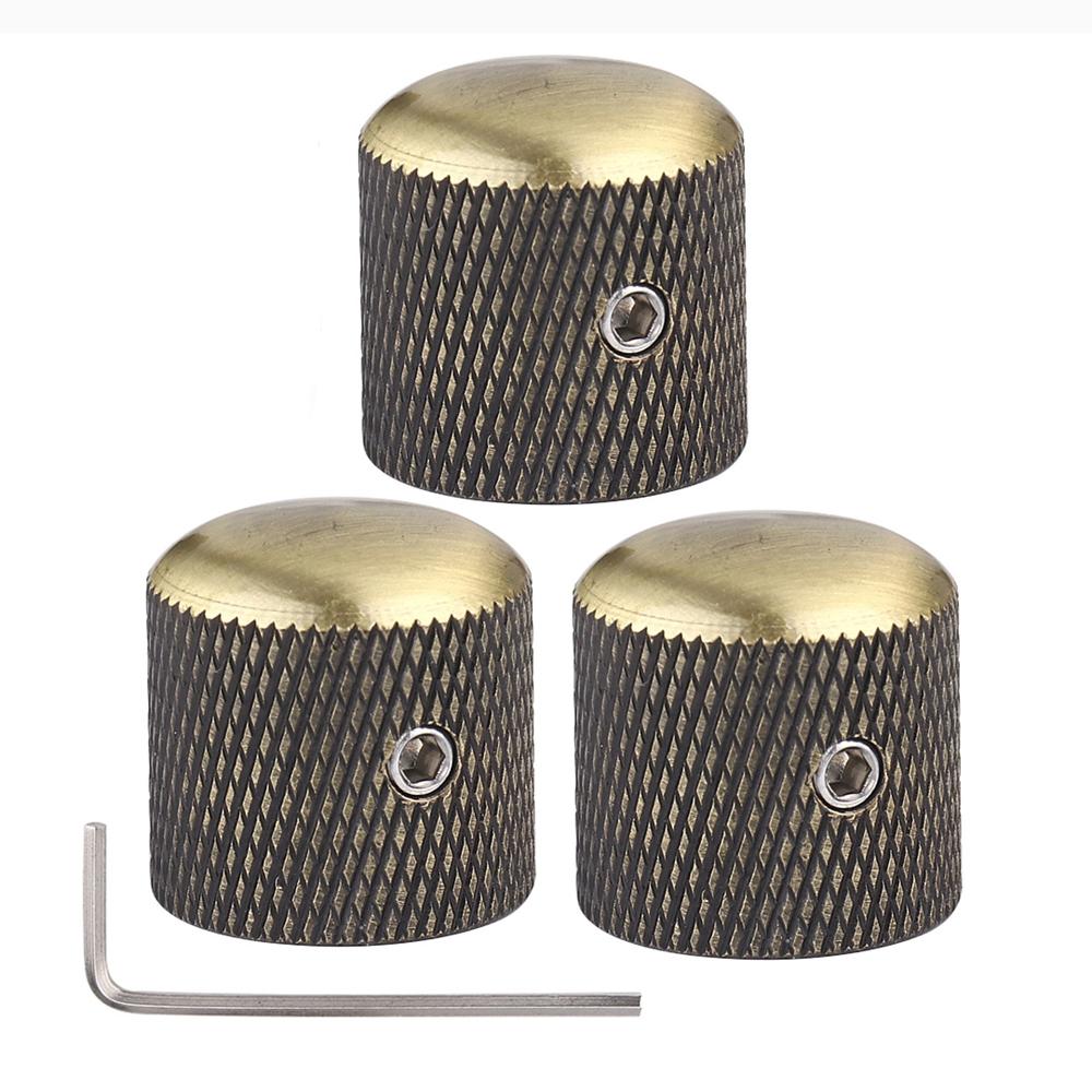 3pcs/4pcs Metal Dome Knobs Electric Bass Guitar Knobs Volume Tone Control Knobs with Wrench Bronze/BK/CR/GD/Black Nickel