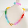 Boho Colorful Natural Stone Necklace for Women, Stainless Steel OT Buckle Rainbow Bead Choker Necklace ,Summer Handmade Jewelry