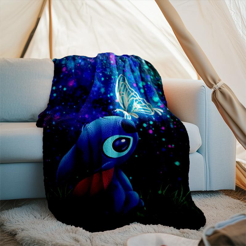 1PC Cartoon Aloha Alien 626 Printed Soft Flannel Blanket Throw for Adult Bedroom Living Room Sofa Camping Travel Fan Gifts Christmas Gifts
