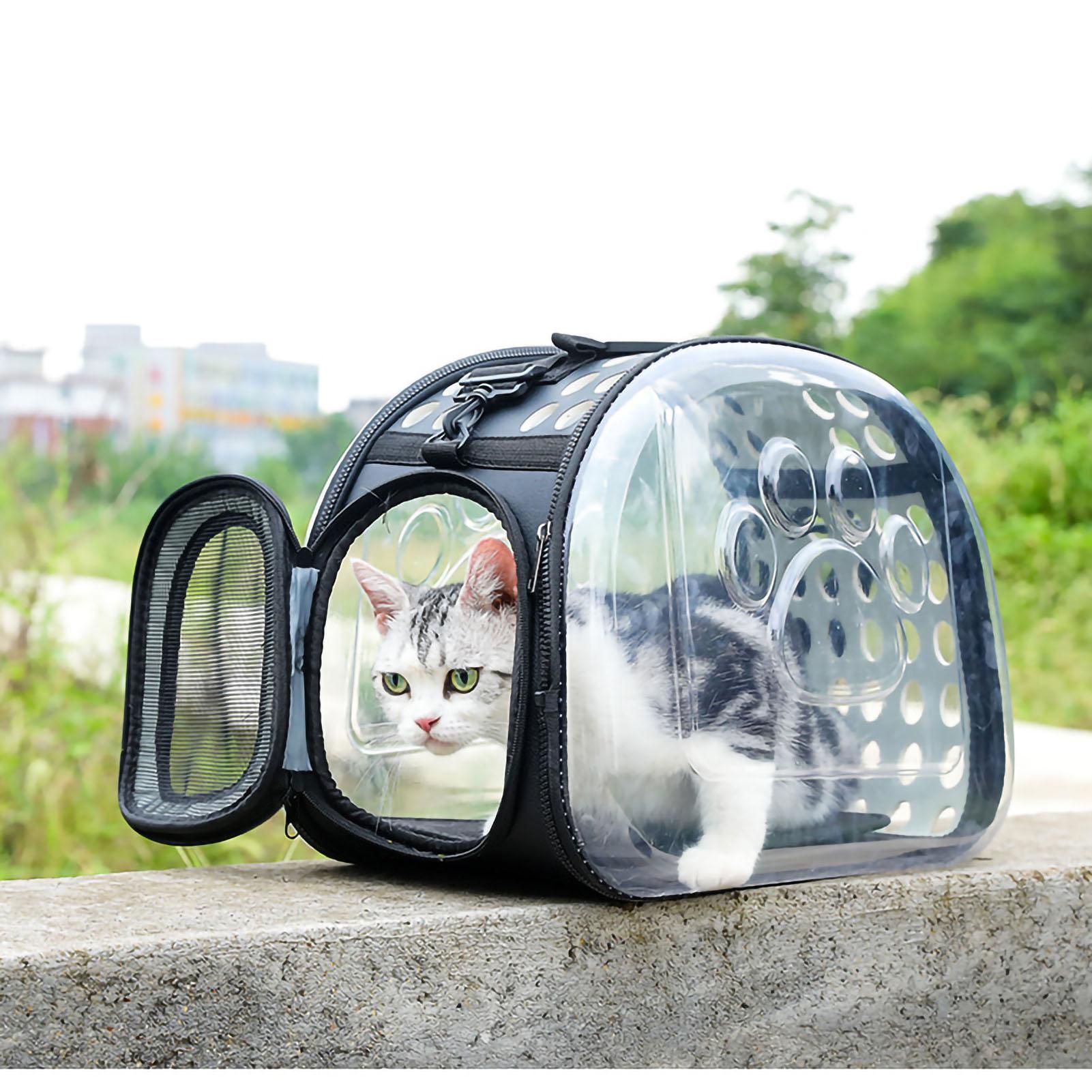 Outsideworld Grey Cat Carrier Backpack Portable Large Capacity Foldable Breathable Handheld Space Capsule Transparent Bags For Outdoor