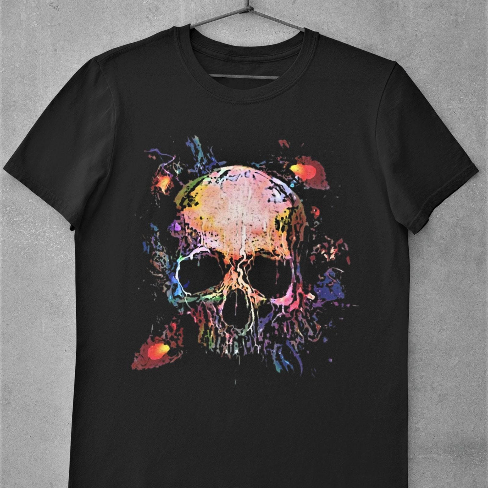Skulls Shirt, Skeleton Shirt, Goth Shirt, Halloween Shirt, Skull T-Shirt, #32 M