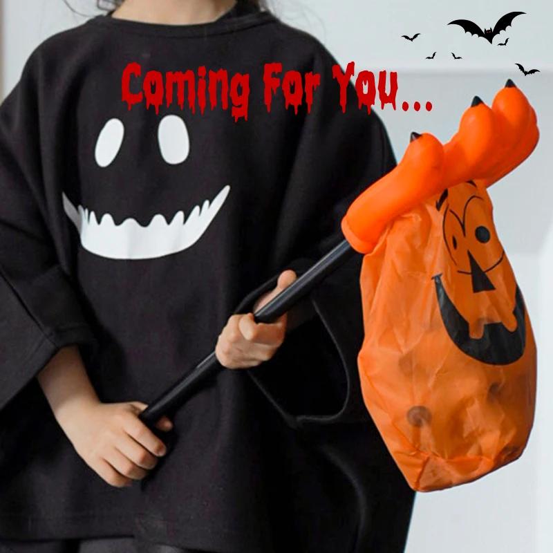 Spooky Halloween Pumpkin Skull Candy Bag Trick or Treat Handbag for Kids Party Costume Accessories Child Gift Props Bag