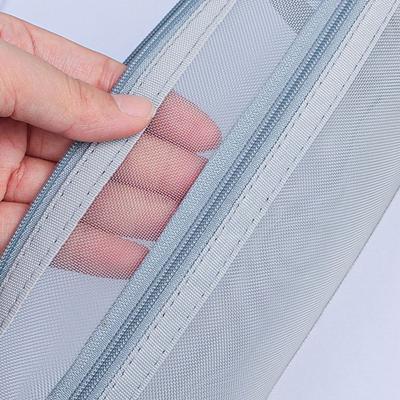1PC Double Layer Transparent Mesh Pen Bag Large Capacity Stationery Storage Pouch with Zipper for School Exam Supplies