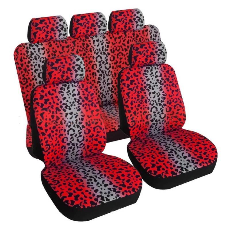 

Leopard Print Digital Full Wrap Car Cushion Cover All Season Seat Universal Red Leopard
