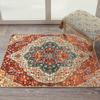 Liangnv Oriental Floral Medallion Doormat - 2'x3' Ft Persian Cream Floral Entry Rug Boho Collection Faux Wool Doormat Non-slip Washable Carpet For Ind