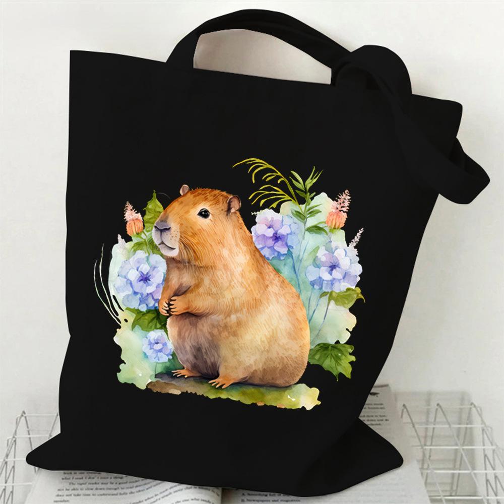 Fun Cartoon Canvas Storage Bag Large Capacity Shoulder Bag Women'S Shopping Bag Environmental Protection Bag Casual Messenger Bag