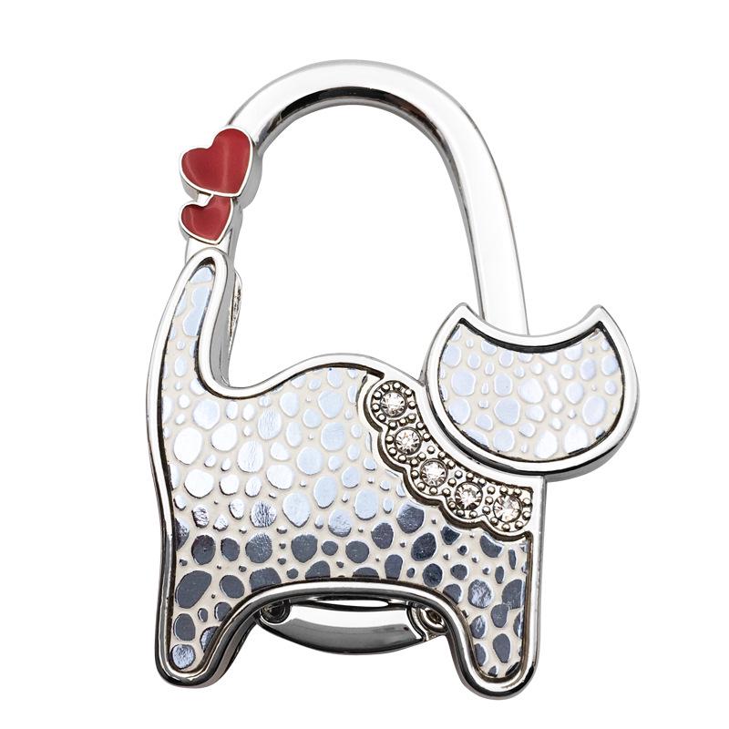 Two-heart Cat Bag Hook: Customizable Logo, Inner-Folding Table Edge Hook for Ladies