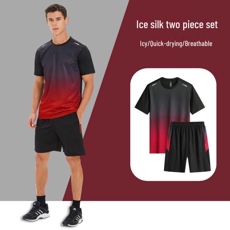 Herren Schnelltrocknendes Atmungsaktives Sportbekleidungsset - Kurzarm-T-Shirt & Lässige Trainingsshorts zum Laufen