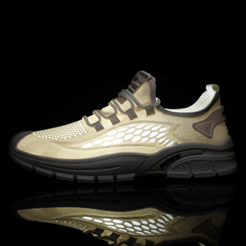 Men's shoes spring new breathable thin mesh fly-woven mesh shoes platform casual trendy with men's sports trendy shoes