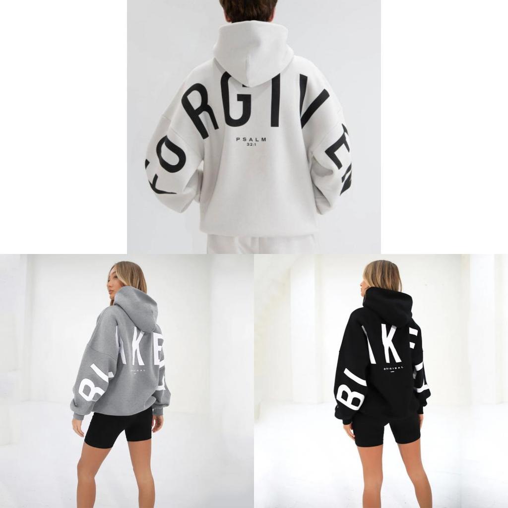 Streetwear Hoodie For Women Thick Polyester With Letter Graphic Fall 2023