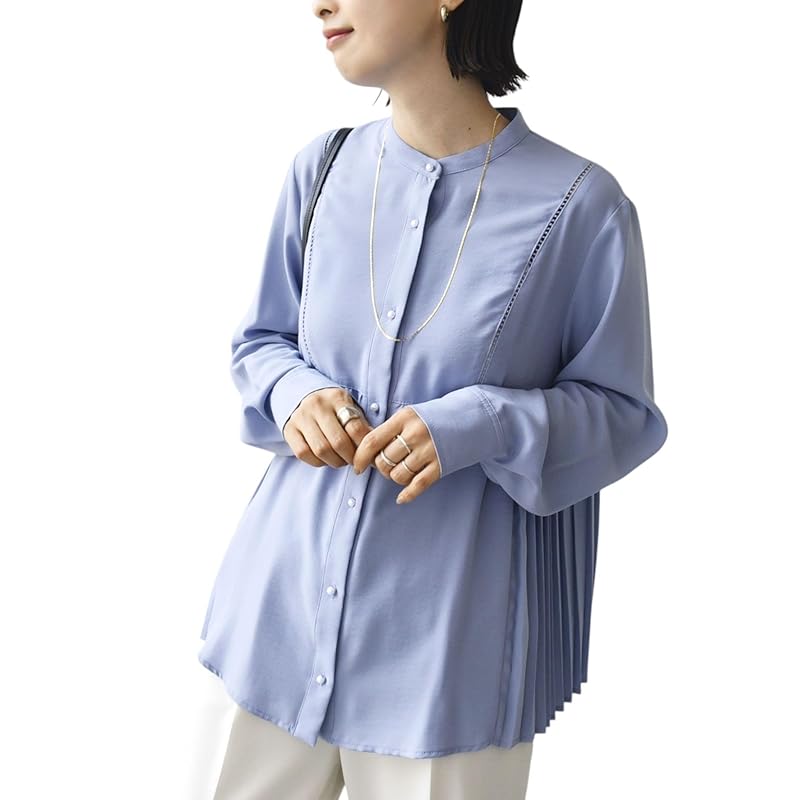 

[Ships Ladies] SHIPS for women blouse Hand washable stretch georgette pleats 24SS ladies 311100734 sky blue M