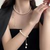 Elegant Korean Pearl Pendant Necklace with Adjustable Drawstring and Tassel for Women