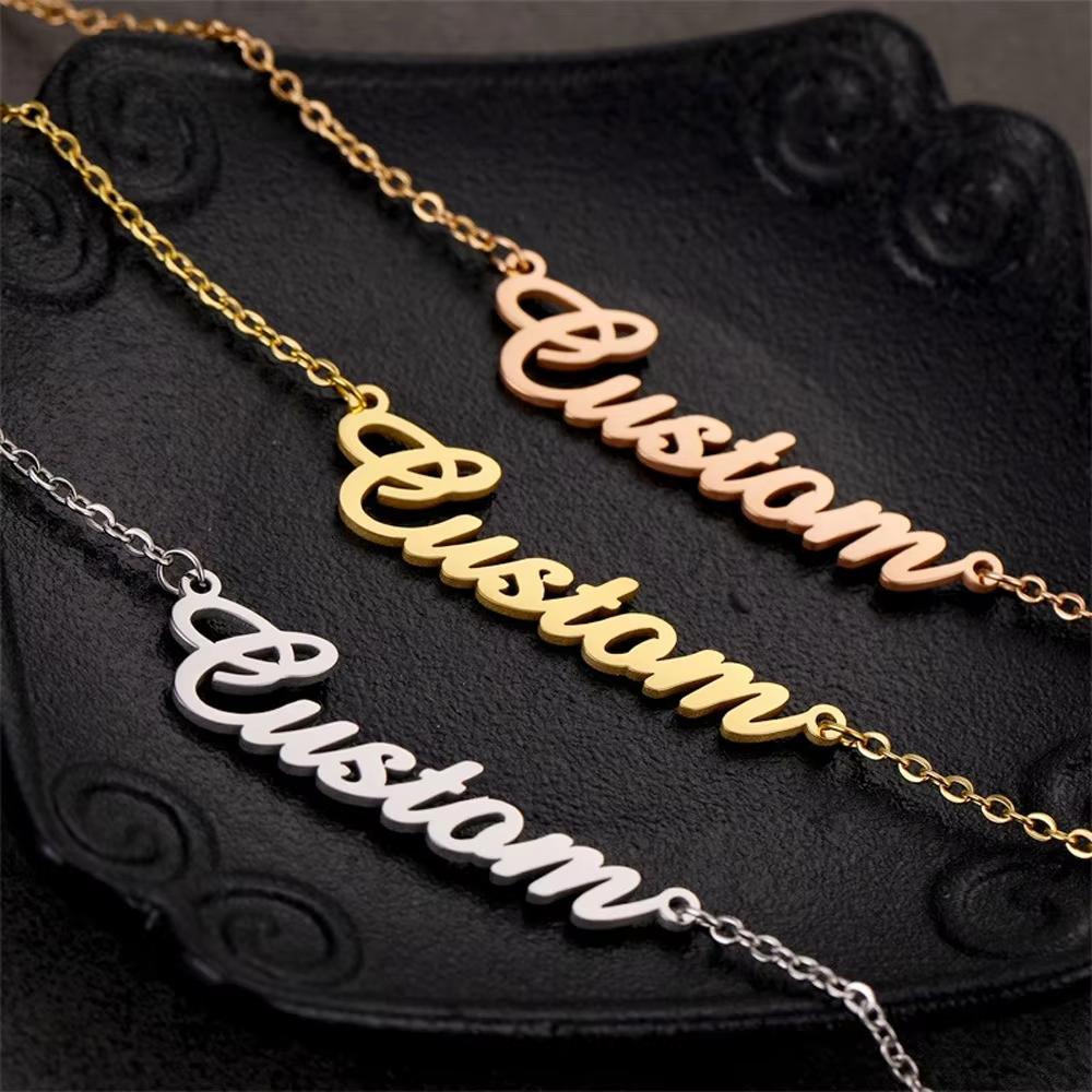 Custom Letter Pendant Necklace For Women Gold Sliver Color Personized Name Charm Stainless Steel Choker Earrings