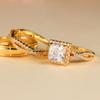 Rose Gold Three Piece Ring Set with Diamonds, Zirconia, Full Diamond, Female Pair Ring, Male Ring