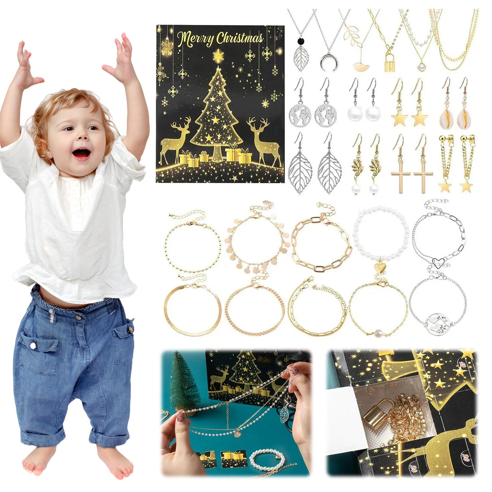 Рождественский календарь обратного отсчета с украшениями Ожерелья Браслеты Серьги Рождественский календарь обратного отсчета Праздничный календарь обратного отсчета для женщин China Mainland