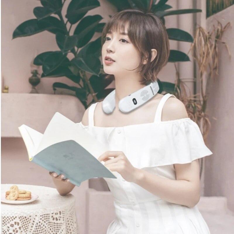 New Neck Fan 6000mAh Mini USB Digital Display Rechargeable Portable Fan Powerful Fast Air Cooling Bladeless Mobile Fan Outdoor Cooler