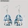 Christmas Gift Acrylic Women Fashion Drop Earrings, Cute Blue & Red Gnome Shape Design Earrings Great Gift for Friends
