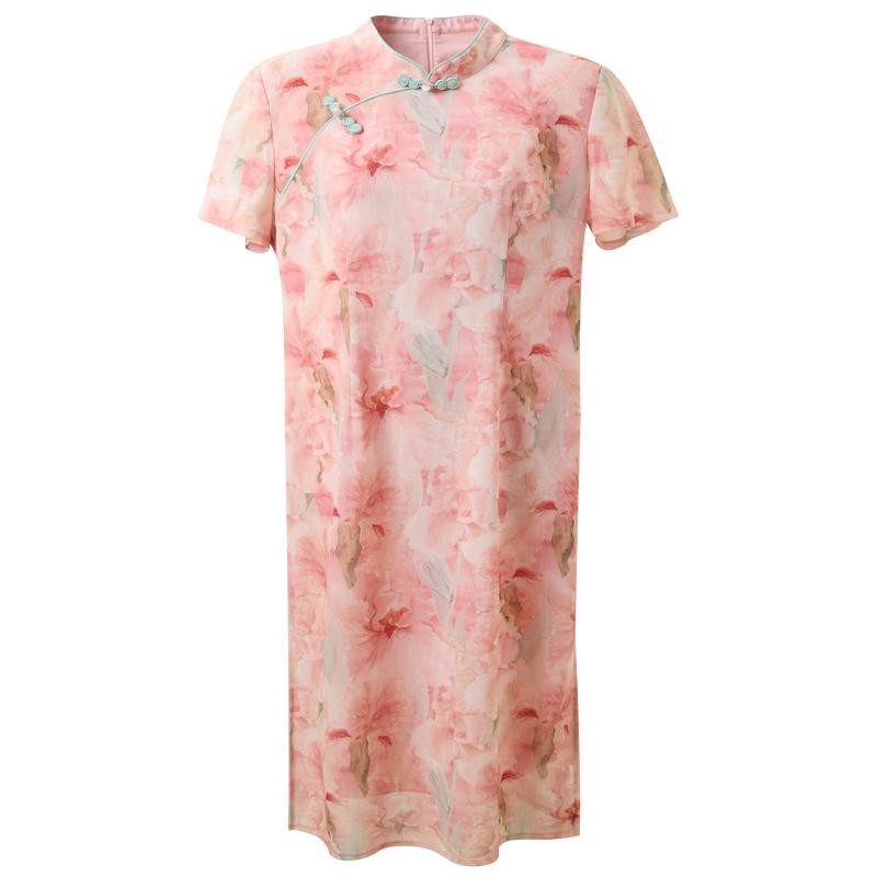 Elegant Plus Size Floral New Chinese Style Maxi Dress XL