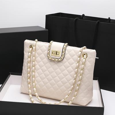 Spring Large Capacity Diamond Lattice Chain Bag Tote Bag Shoulder Underarm Bag Commuter Handbag Woman