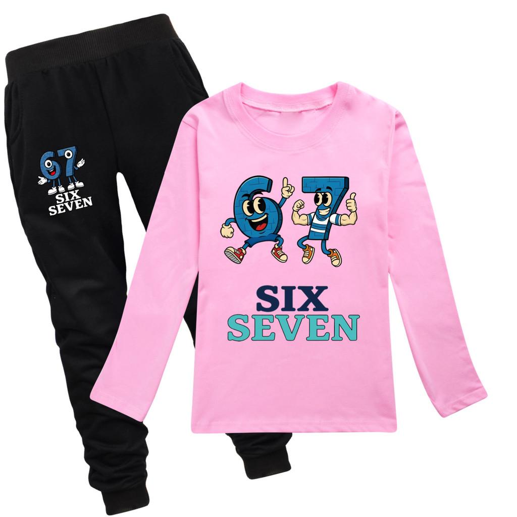 5225 Kinder Jungen Mädchen Steal a Brainrot 67 Print T-Shirt Hose Kleidung Set