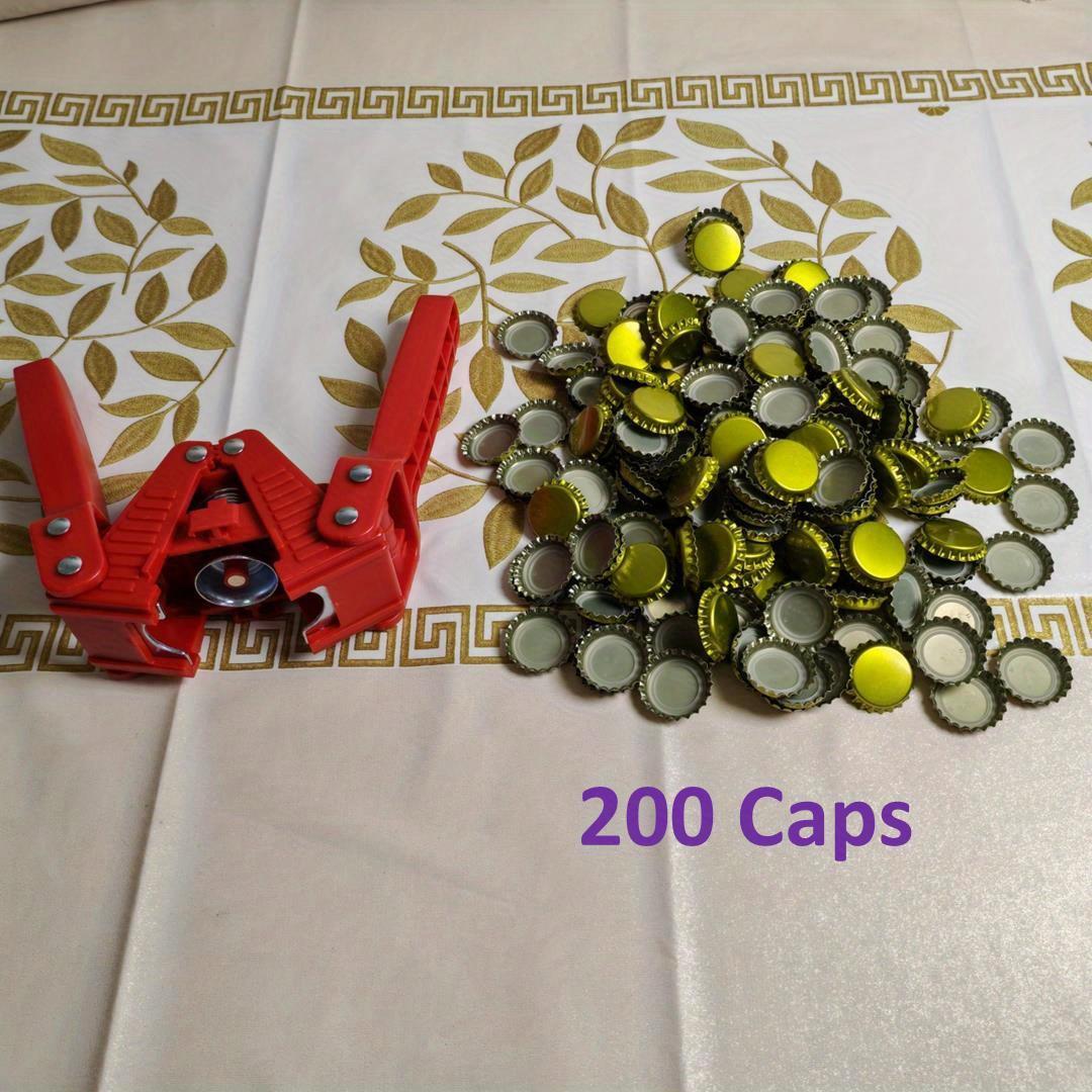 

Пресс для винных крышек 26 мм, пресс для пивных крышек, с 200 пивными крышками, ручной пресс с двойным рычагом, с функцией магнитной фиксации красный