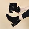 Round Head Short Boots Women's 2025 Autumn and Winter New Korean Version Round Head Black Cotton Boots Two Kinds of Height Small Ankle Boots Women