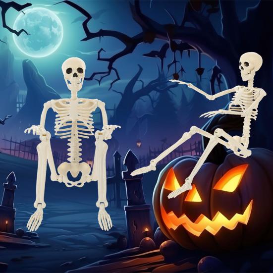 36" Halloweenové polohovatelné kostry Celotělový plastový model lidských kostí s pohyblivými klouby pro dvůr Strašidelný dům Vnitřní Venkovní Dekorace
