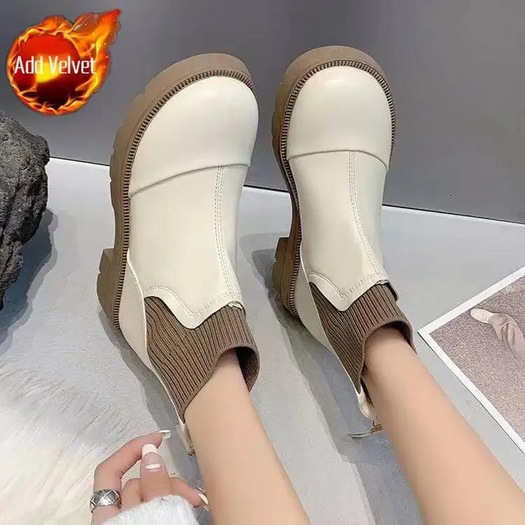 Fashion Woman Short Shoes Winter 2024 Hot Booties Round Toe Ankle Boots for Women Footwear Trend Chic and Elegant Large Size Warm Sale