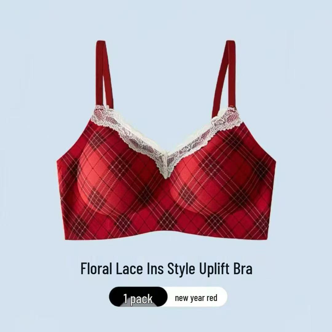 

Girls Pastoral Floral Seamless Underwear: Round Cup, Side Support, Anti-Sagging, Soft Comfort Lace Bra 2XL (160-180 lbs)