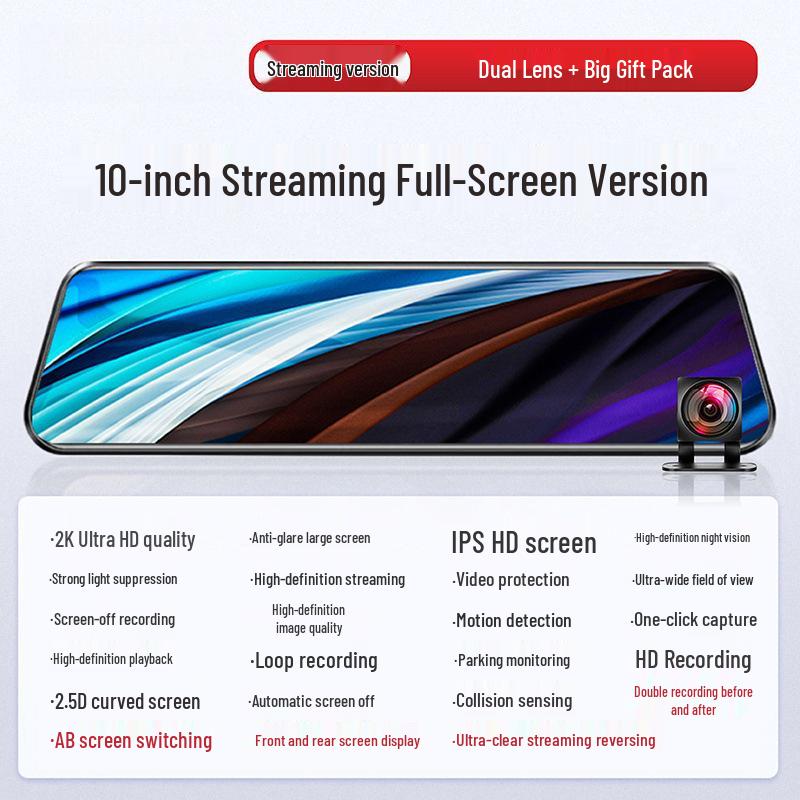 HD Night Vision Dash Cam: Dual Front and Rear Recording, Large Screen, with Parking Monitoring.