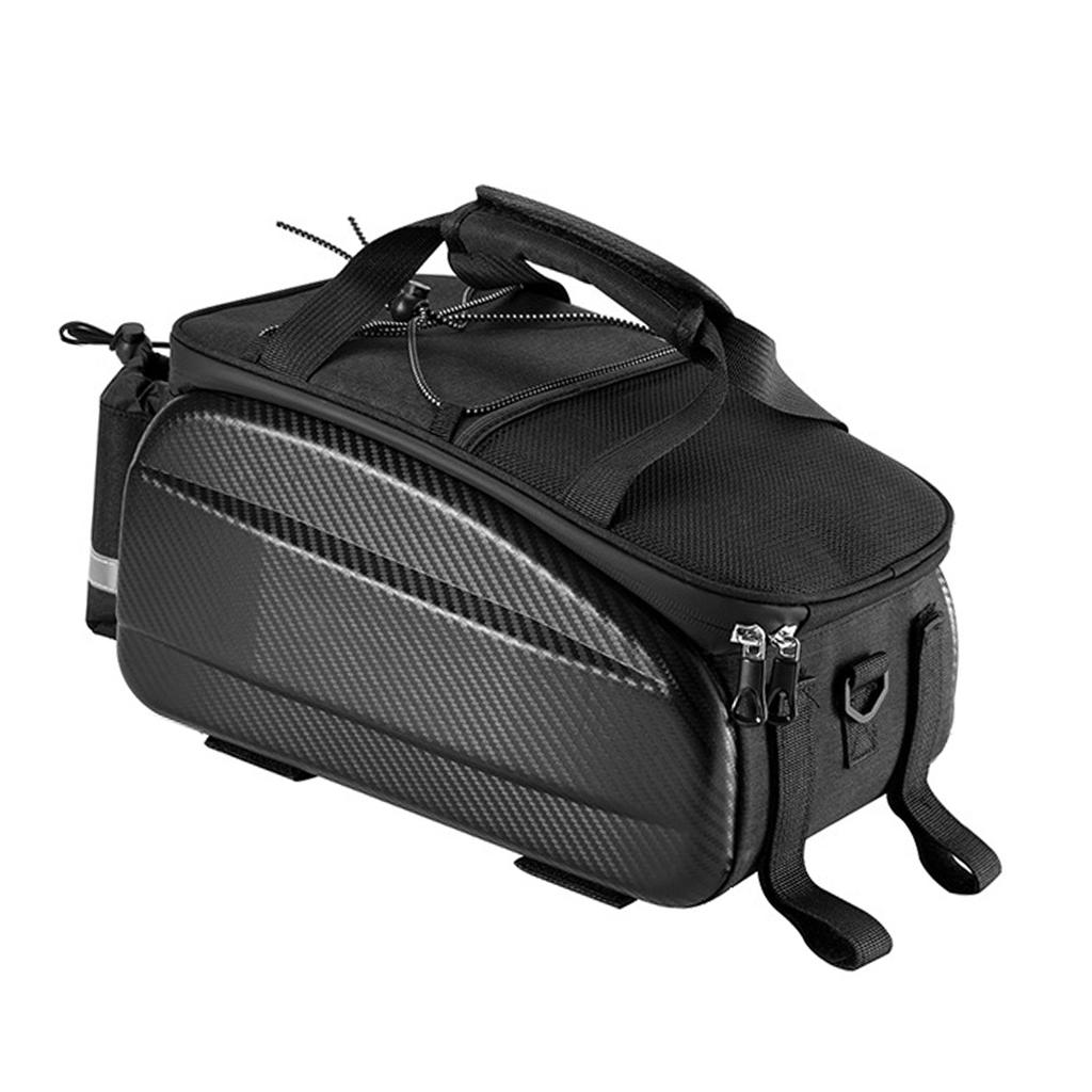 Bike Saddle Bags Rear Rack For Mountain Riding Travel Bike Trunk Saddle Seat Bag Carrier with Reflector Black 11L (Non