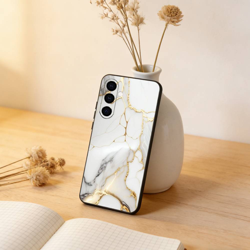 B-Black Gold Marble Art Phone Case For Samsung Galaxy A73,A72,A71,A70,A53,A52,A51,Others Soft Black Cover